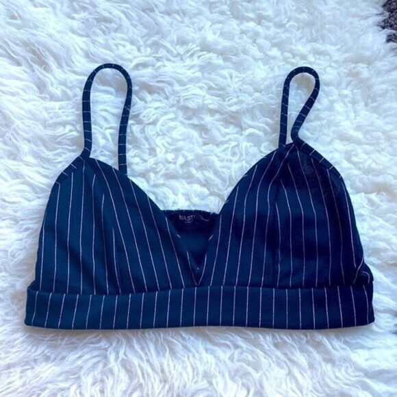 Blue and white stripe bra top - Picture 1 of 5